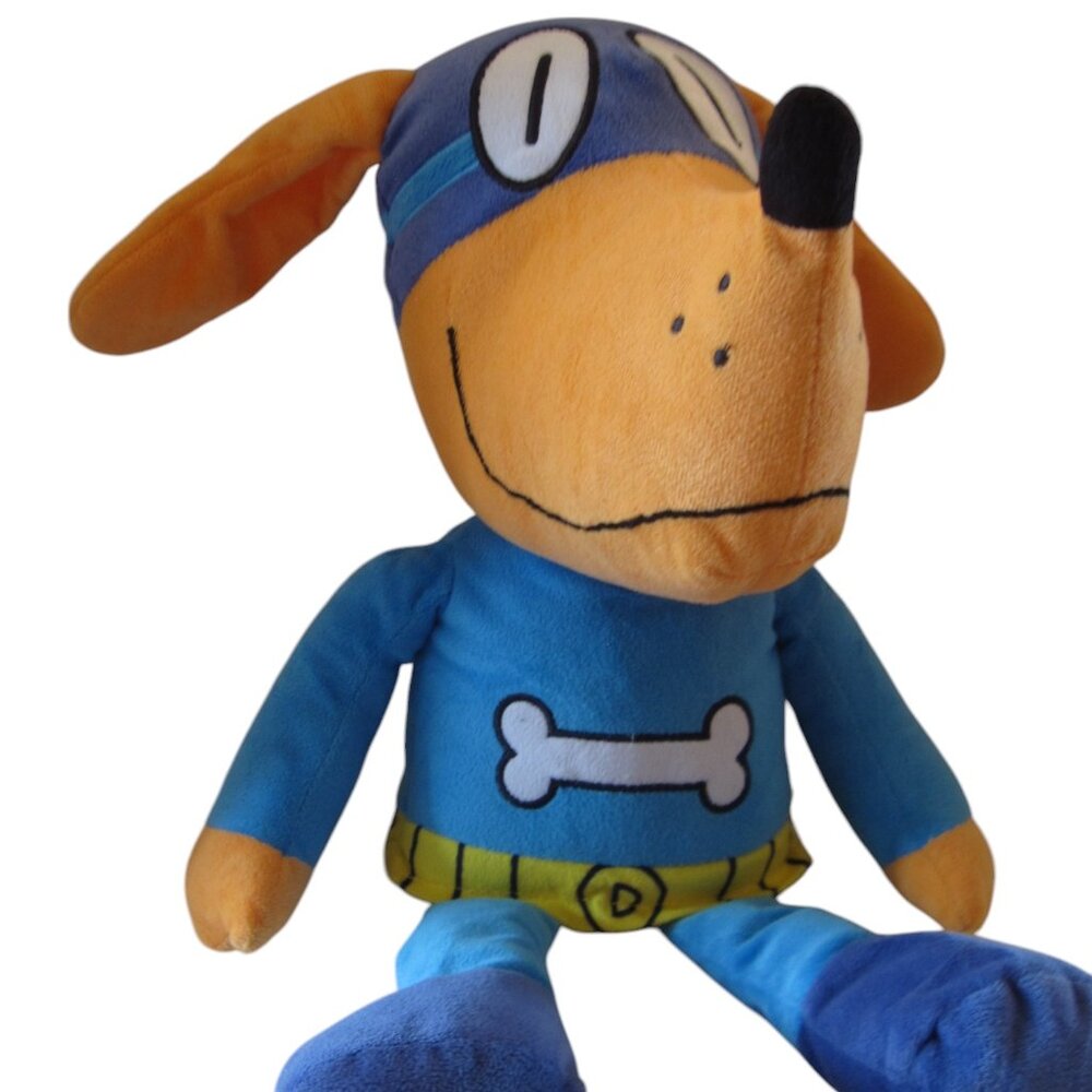 Dog Man Blue Plush Dog Super Hero w Mask and Cape 18" Jay Franco Dogman